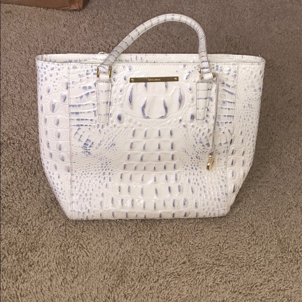 White Brahmin Alligator skin purse